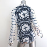 Tory Burch Stephanie Mirror-Embellished Tunic Top White/Navy Tie Dye Size 4