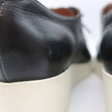 Robert Clergerie Platform Derby Wedges Lindsey Black Leather Size 41