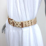 Prada Grommet Belt Cream Grained Leather Size 80