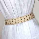 Prada Grommet Belt Cream Grained Leather Size 80