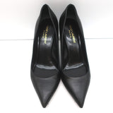 Saint Laurent Anja Pumps Black Leather Size 37.5 Pointed Toe Heels