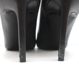 Saint Laurent Anja Pumps Black Leather Size 37.5 Pointed Toe Heels