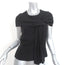 Oscar de la Renta Draped Blouse Black Pleated Silk Size 6 Cap Sleeve Top NEW