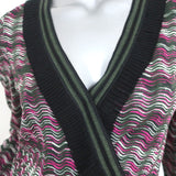 Missoni Wrap Sweater Fuchsia/Green Wool-Silk Wavy Knit Size 40