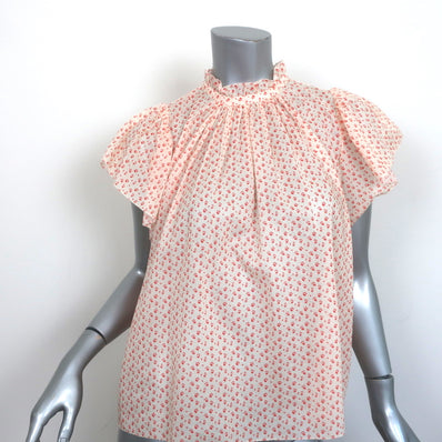 Trovata Birds of Paradis Carla Blouse Cerise Ditsy Floral Print Size Small NEW