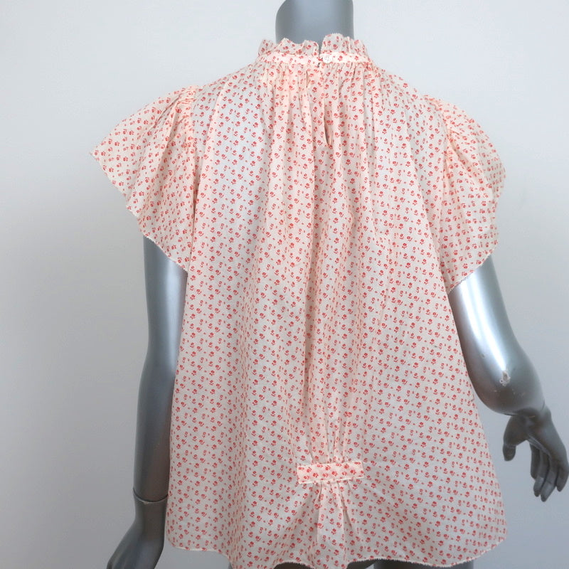 Trovata Birds of Paradis Carla Blouse Cerise Ditsy Floral Print Size Small NEW