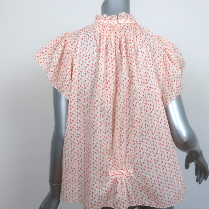 Trovata Birds of Paradis Carla Blouse Cerise Ditsy Floral Print Size Small NEW