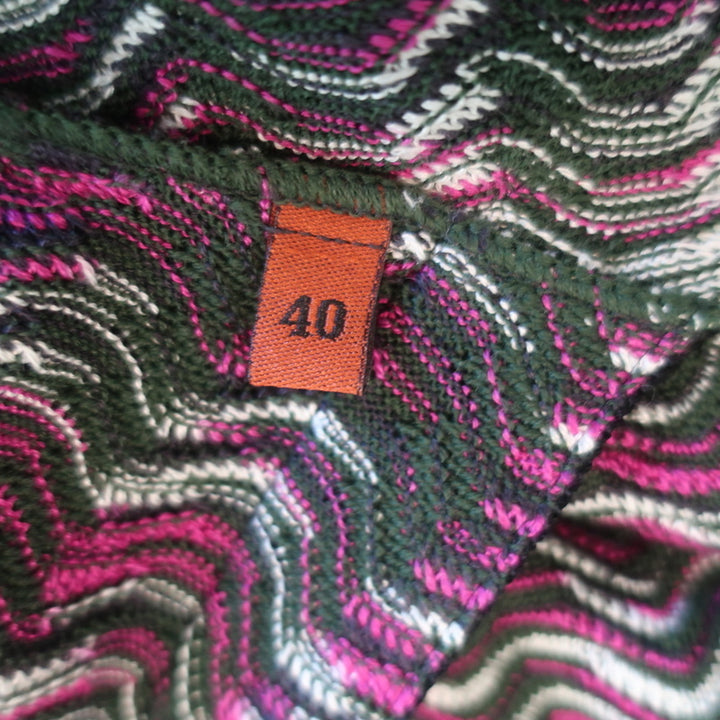 Missoni Wrap Sweater Fuchsia/Green Wool-Silk Wavy Knit Size 40