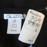 Oscar de la Renta Draped Blouse Black Pleated Silk Size 6 Cap Sleeve Top NEW