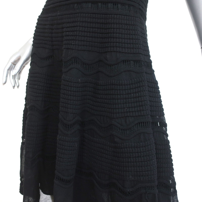 M Missoni Dress Black Cotton Mixed Knit Size 44 Sleeveless Fit &amp; Flare