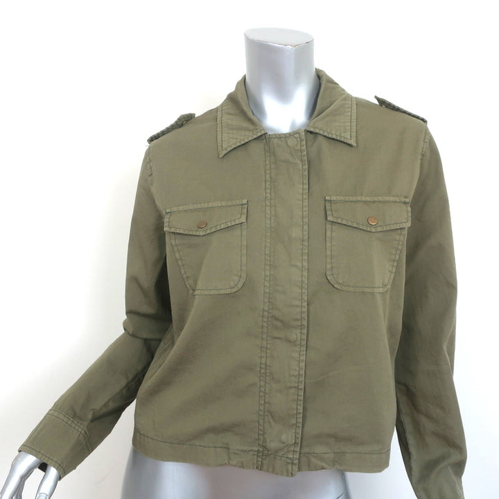 Velvet by Graham &amp; Spencer Dixie Cropped Jacket Army Green Cotton Size Large NEW