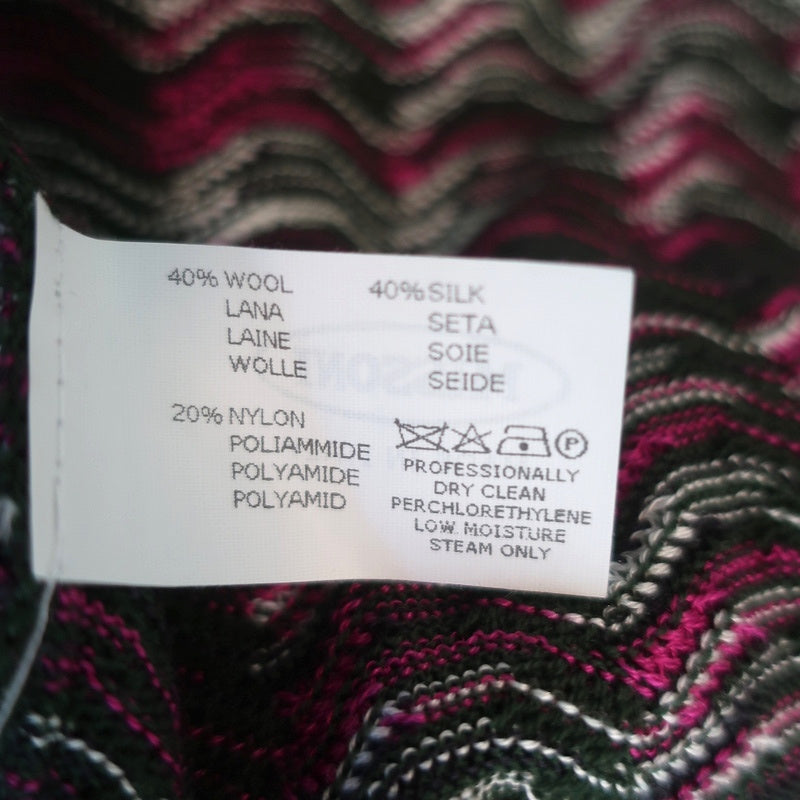 Missoni Wrap Sweater Fuchsia/Green Wool-Silk Wavy Knit Size 40