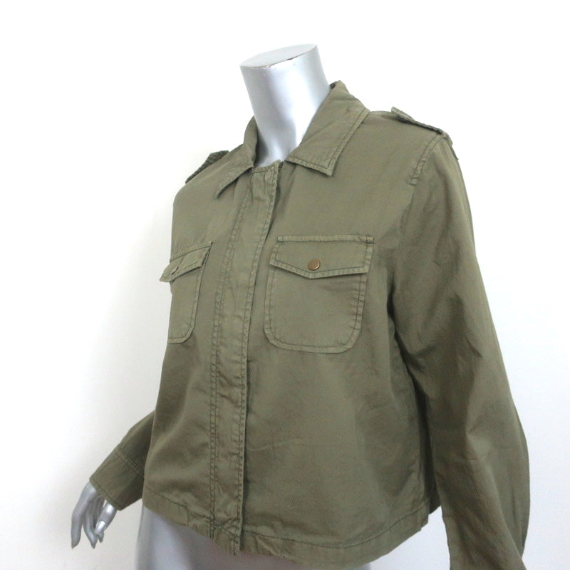 Velvet by Graham &amp; Spencer Dixie Cropped Jacket Army Green Cotton Size Large NEW