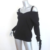 Theory Cold Shoulder Cashmere Sweater Black Size Petite V-Neck Pullover NEW