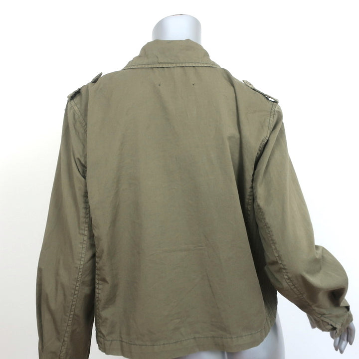 Velvet by Graham &amp; Spencer Dixie Cropped Jacket Army Green Cotton Size Large NEW