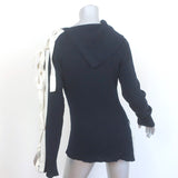 Monse Lace-Up Sleeve Sweater Navy Ribbed Wool-Cashmere Size Small