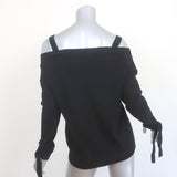 Theory Cold Shoulder Cashmere Sweater Black Size Petite V-Neck Pullover NEW