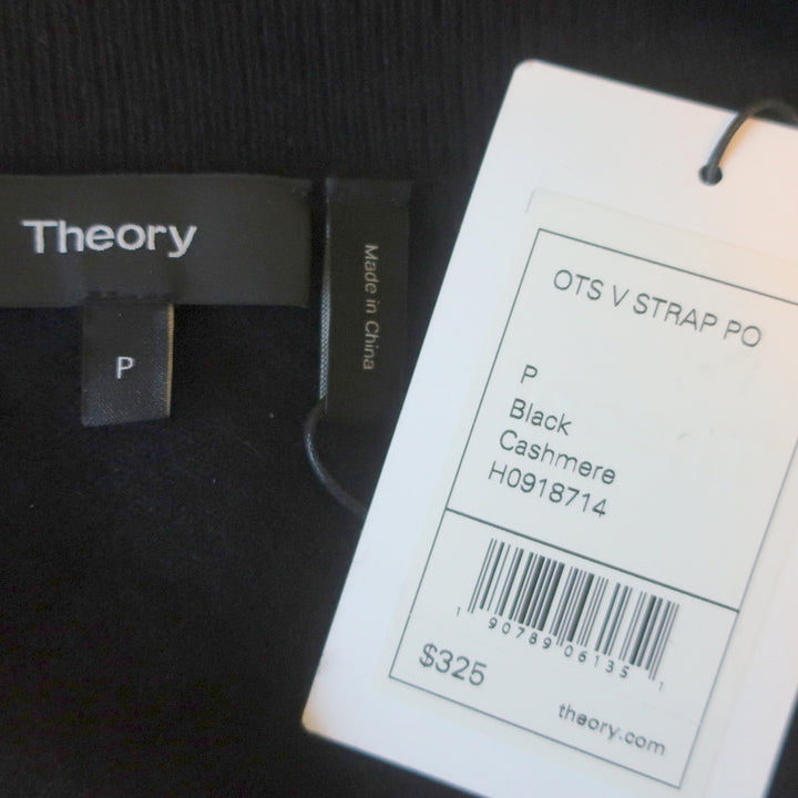 Theory Cold Shoulder Cashmere Sweater Black Size Petite V-Neck Pullover NEW