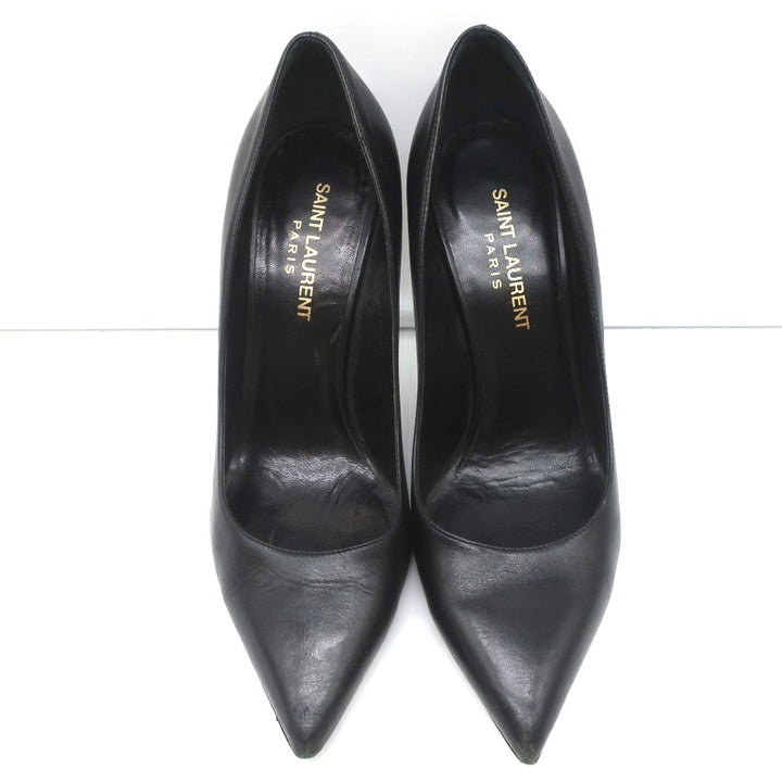 Saint Laurent Anja Pumps Black Leather Size 36.5 Pointed Toe Heels