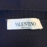 Valentino Sweater Navy Lace-Paneled Wool-Cashmere Size Small Crewneck Pullover