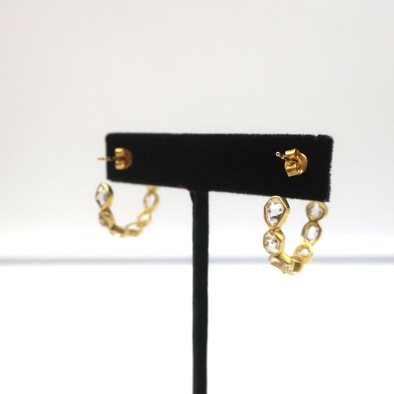 Pippa Small Crystallinity Hoops Herkimer Quartz 18k Gold Earrings