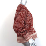 Veronica Beard Peplum Top Kester Rust Floral Print Size 6 Long Sleeve Blouse NEW