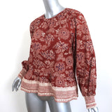 Veronica Beard Peplum Top Kester Rust Floral Print Size 6 Long Sleeve Blouse NEW