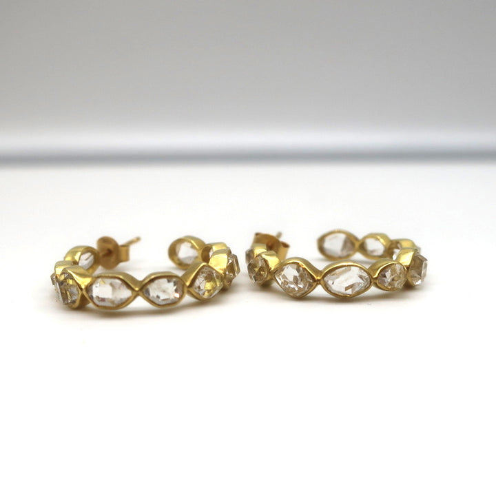 Pippa Small Crystallinity Hoops Herkimer Quartz 18k Gold Earrings