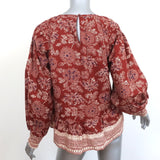 Veronica Beard Peplum Top Kester Rust Floral Print Size 6 Long Sleeve Blouse NEW
