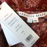 Veronica Beard Peplum Top Kester Rust Floral Print Size 6 Long Sleeve Blouse NEW