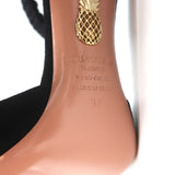 Aquazzura Liberty 105 Pumps Black Suede Size 37 Ankle Strap Heels NEW