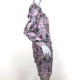 Isabel Marant Etoile Dress Jirvina Ruched Printed Chiffon Size 40 Long Sleeve