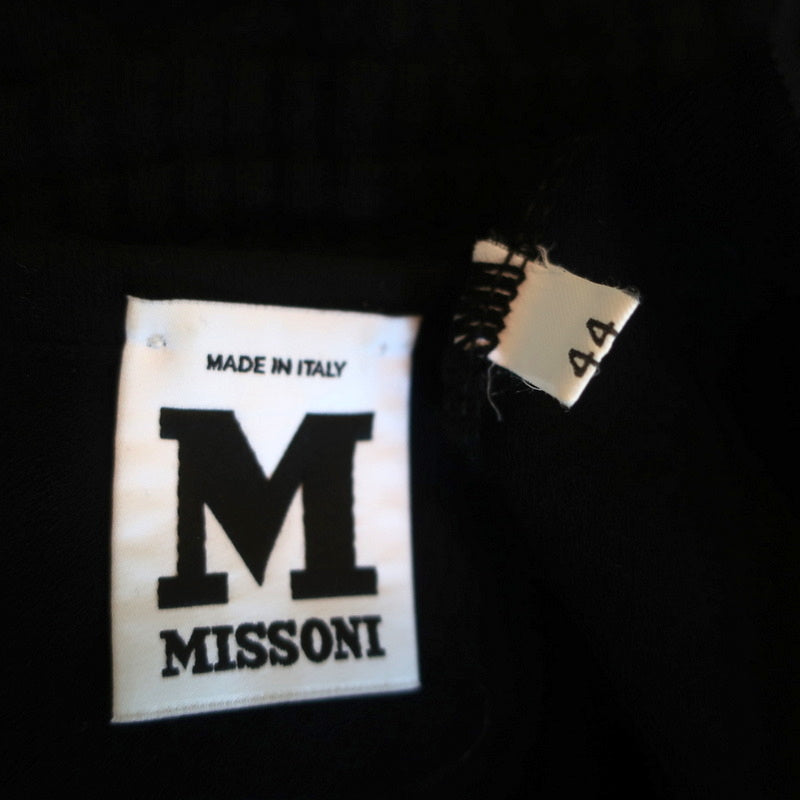 M Missoni Dress Black Cotton Mixed Knit Size 44 Sleeveless Fit &amp; Flare