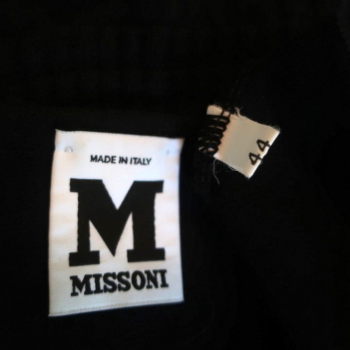 M Missoni Dress Black Cotton Mixed Knit Size 44 Sleeveless Fit &amp; Flare