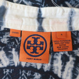 Tory Burch Stephanie Mirror-Embellished Tunic Top White/Navy Tie Dye Size 4