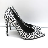 Saint Laurent Zoe Pumps White Leopard Print Leather Size 36 Pointed Toe Heels