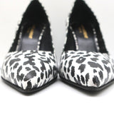 Saint Laurent Zoe Pumps White Leopard Print Leather Size 36 Pointed Toe Heels