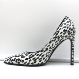 Saint Laurent Zoe Pumps White Leopard Print Leather Size 36 Pointed Toe Heels