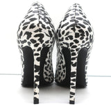 Saint Laurent Zoe Pumps White Leopard Print Leather Size 36 Pointed Toe Heels
