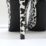 Saint Laurent Zoe Pumps White Leopard Print Leather Size 36 Pointed Toe Heels
