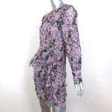 Isabel Marant Etoile Dress Jirvina Ruched Printed Chiffon Size 40 Long Sleeve