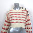 Meryll Rogge Cropped Sweater Ivory/Red Striped Wool Pointelle Knit Size Large
