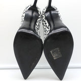 Saint Laurent Zoe Pumps White Leopard Print Leather Size 36 Pointed Toe Heels