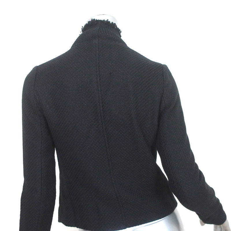 Vince Frayed Edge Scuba Jacket Black Cotton Tweed Size Extra Small
