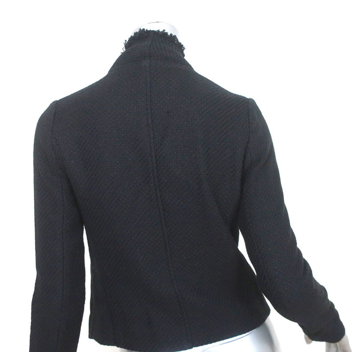 Vince Frayed Edge Scuba Jacket Black Cotton Tweed Size Extra Small