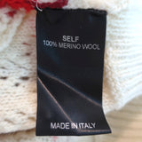 Meryll Rogge Cropped Sweater Ivory/Red Striped Wool Pointelle Knit Size Large