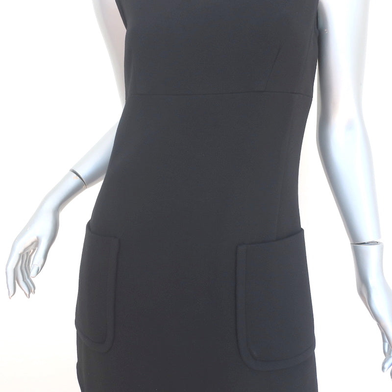 Marc Jacobs Mini Dress Black Wool Crepe Size 6 Sleeveless Sheath