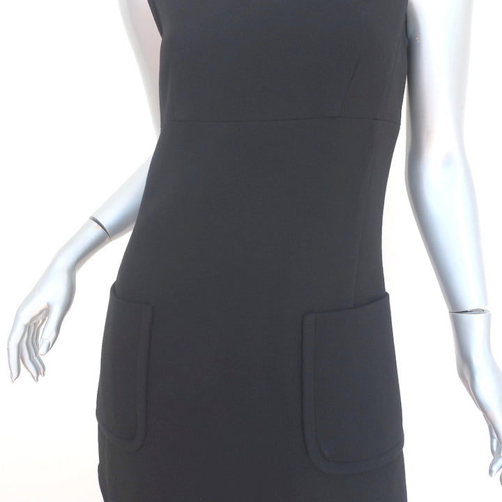 Marc Jacobs Mini Dress Black Wool Crepe Size 6 Sleeveless Sheath