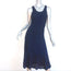 Ralph Lauren Black Label Sleeveless Midi Dress Navy Silk Chevron Knit Size Small