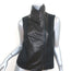 Vince Asymmetric Moto Vest Black Leather & Linen Size Extra Small
